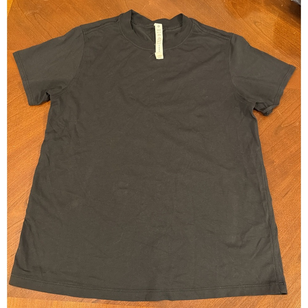 Lululemon Women's Black Pima Cotton Crew Neck Short Sleeve T-Shirt Size 0